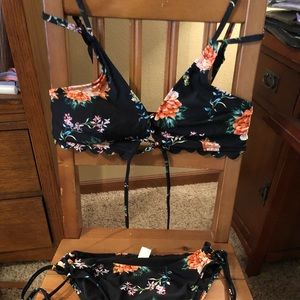 Cupshe Black Floral Bikini